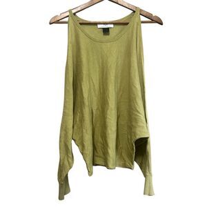 Magaschoni‎ Silk Blend Sweater Olive Green Knit Top
